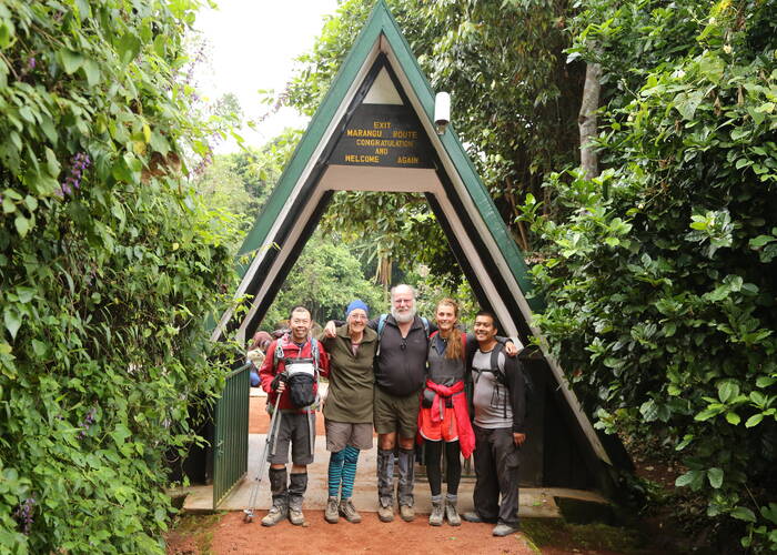 during climbing mount kilimanjaro at marangu gate