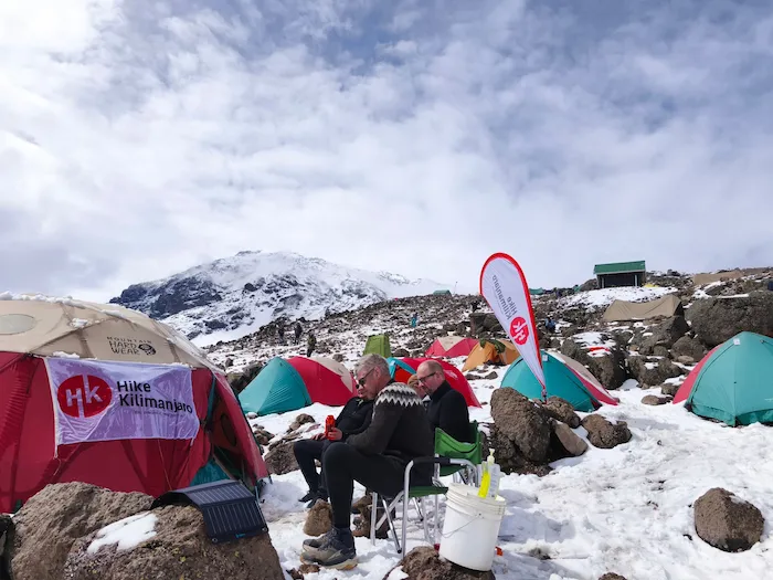 Group resting at Barafu Camp during 7-Day Kilimanjaro Group Join Trek - Machame Route