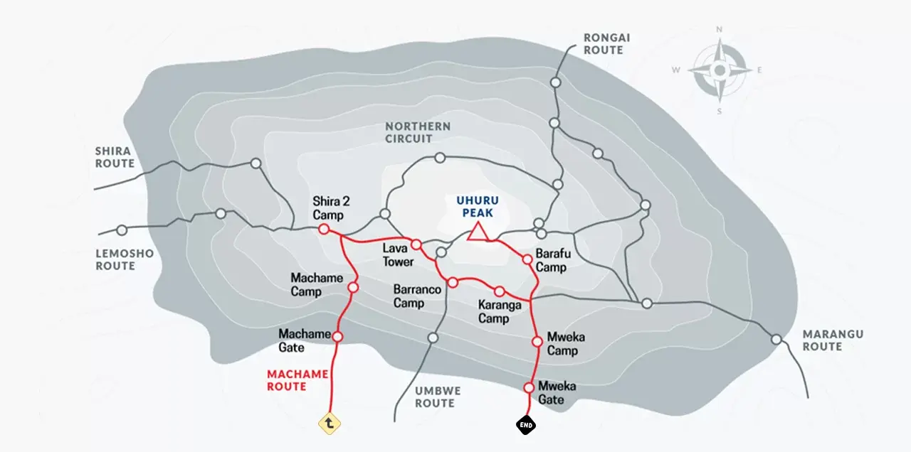 Mount Kilimanjaro Machame Route Map