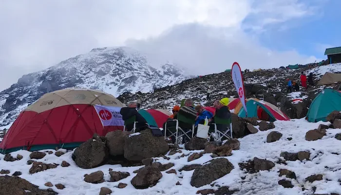 The group camping at Barafu Camp during Kilimanjaro Lemosho Route Trek - 10 Days