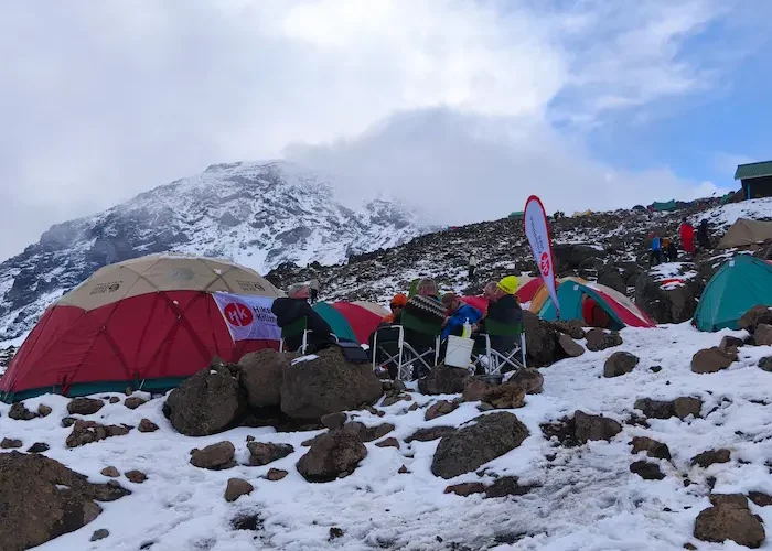 The group camping at Barafu Camp during Kilimanjaro Lemosho Route Trek - 10 Days