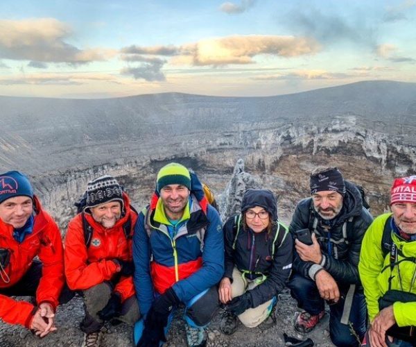 at the peak during Mount Ol Doinyo Lengai Trek & Lake Natron Adventure