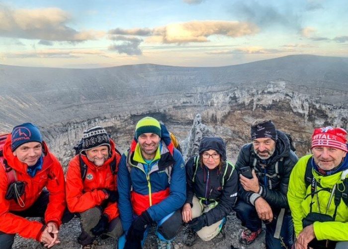 at the peak during Mount Ol Doinyo Lengai Trek & Lake Natron Adventure