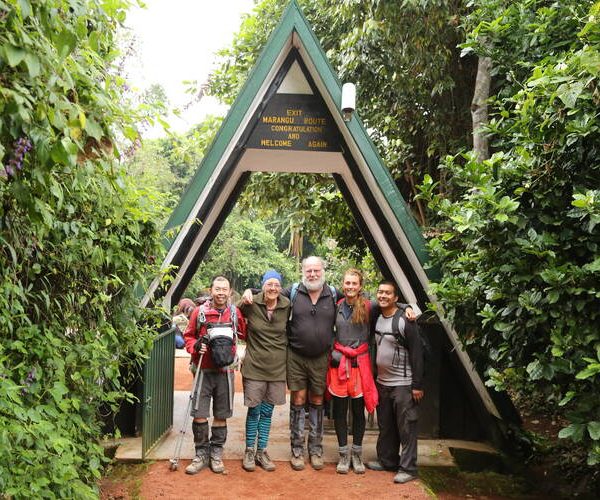 during climbing mount kilimanjaro at marangu gate