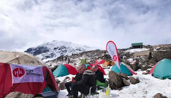 Group resting at Barafu Camp during 7-Day Kilimanjaro Group Join Trek - Machame Route