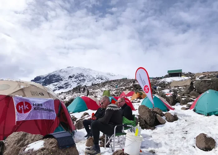 Group resting at Barafu Camp during 7-Day Kilimanjaro Group Join Trek - Machame Route