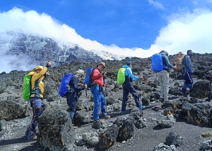 on the way to barafu camp during Kilimanjaro Lemosho Route Trek - 8 Days
